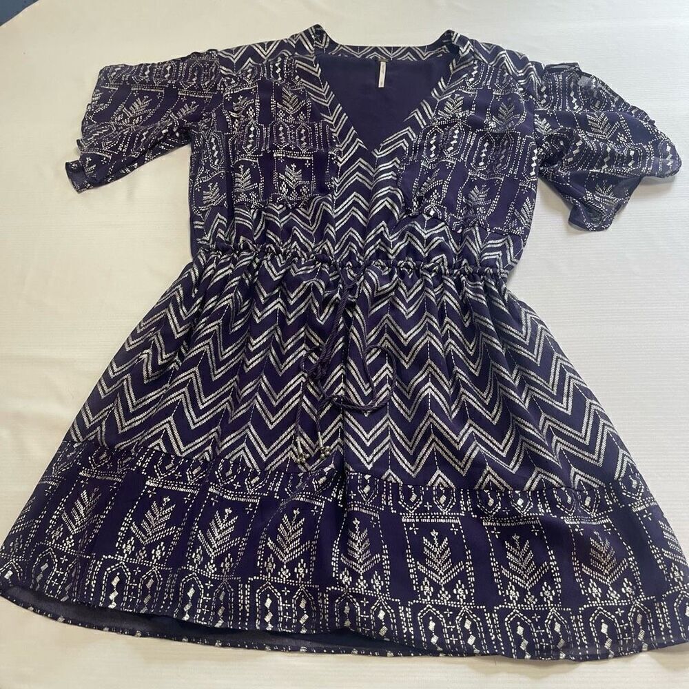 Free People Purple Plum and Silver Love Your Chaos Dress Size Small